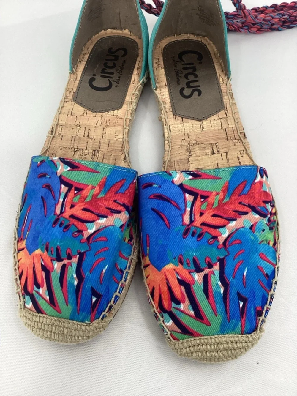 Sam Edelman Leonora Canvas  Braided Espadrille Flats TROPICAL Print